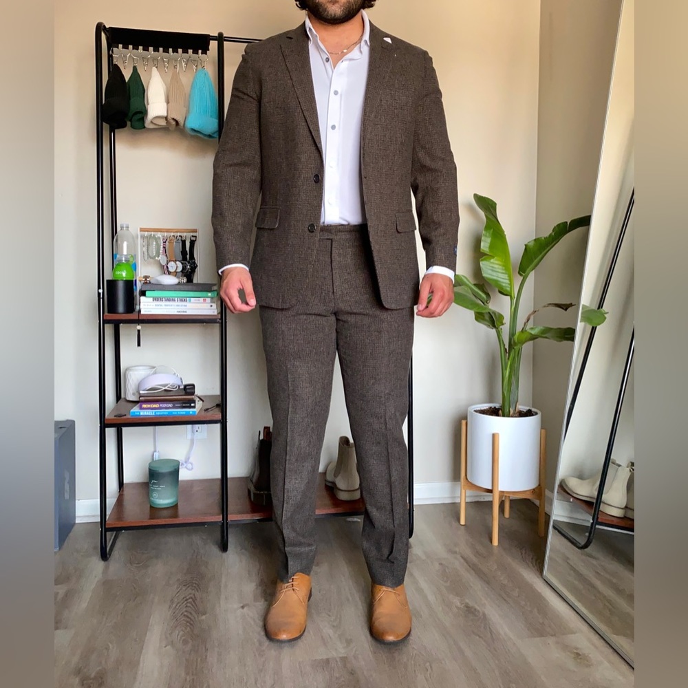 Brooks Brothers Brown Wool Herringbone Suit